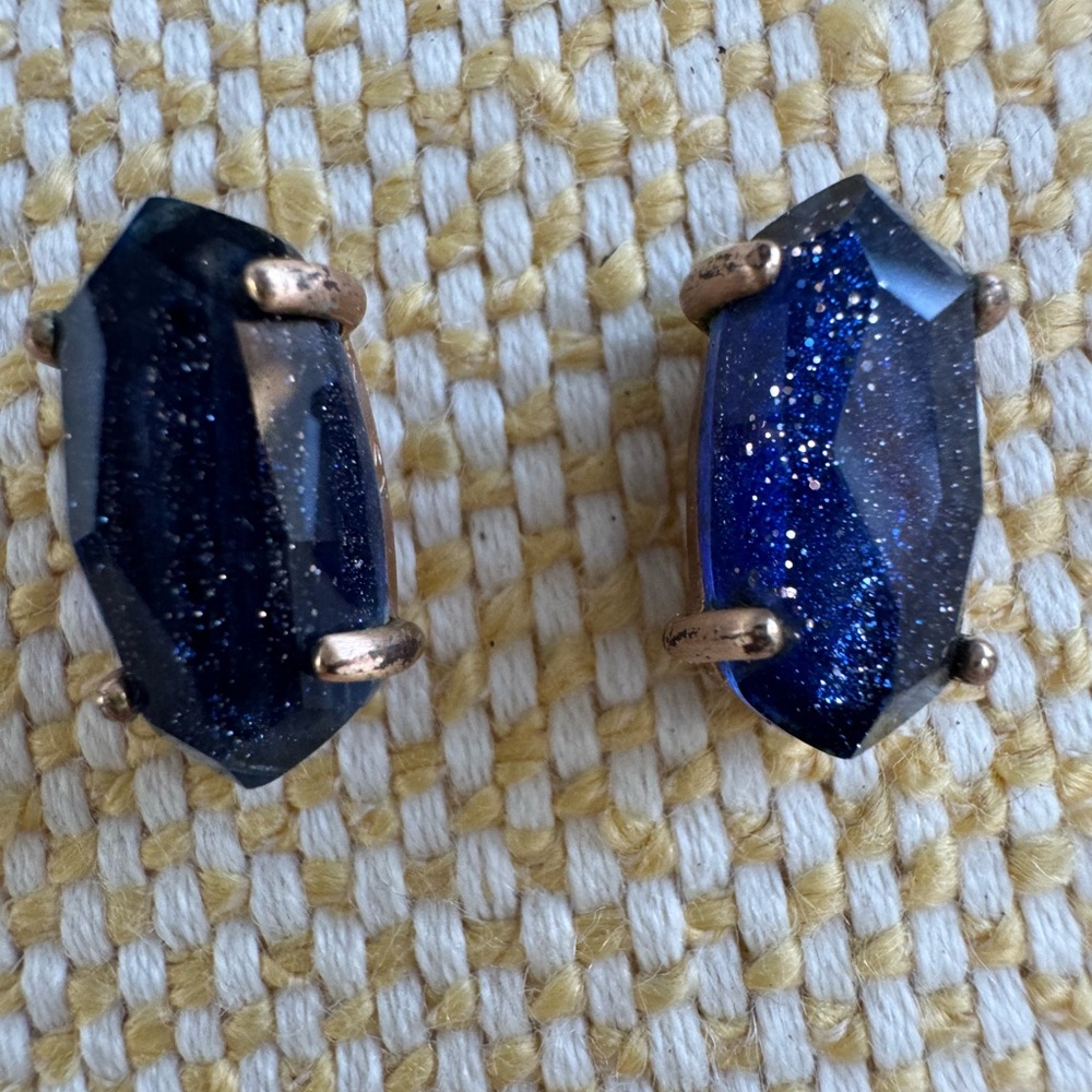 Kendra Scott Betty Rose Gold & Cobalt Blue Dusted Glass Earrings